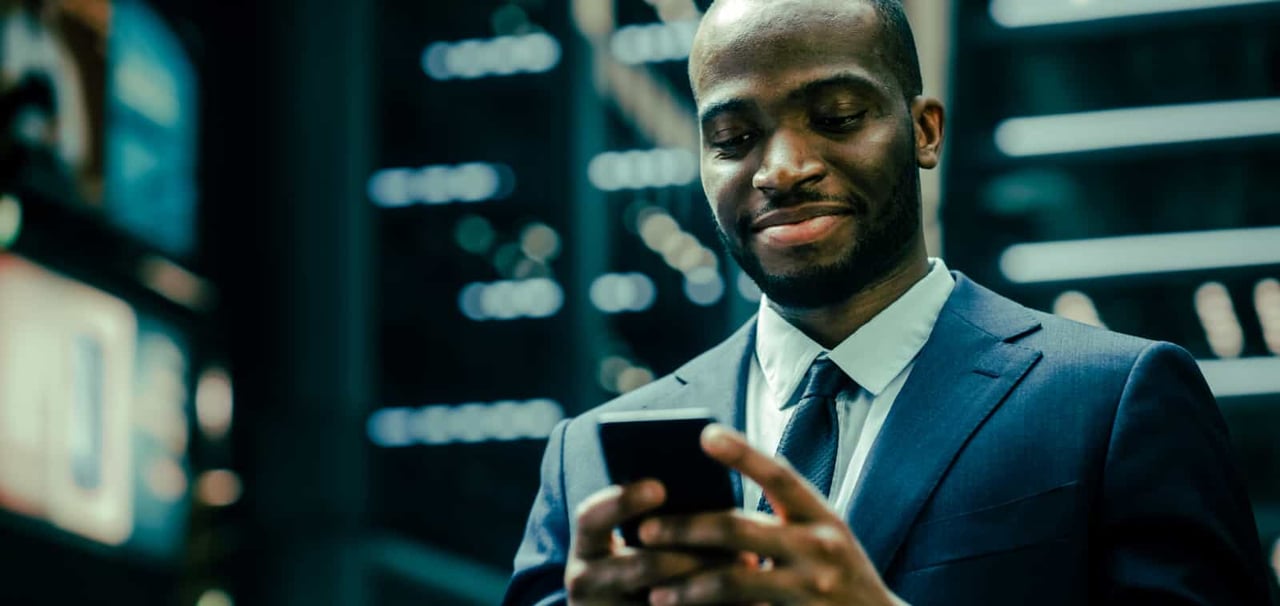 Businessman using the phone.