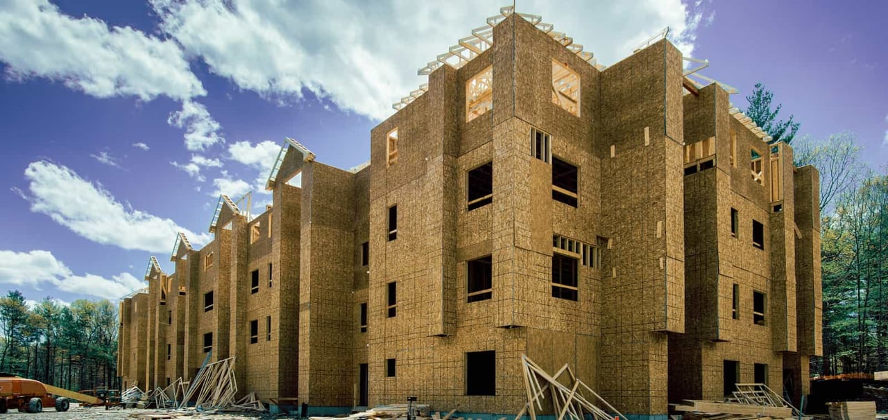 Construction project of large building in progress.